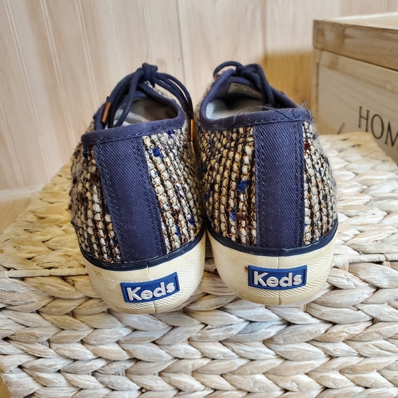 Keds Tweed Chunky Sneaker Shoes Womens Size 9.5 Suede WF57454 Blue Metallic - Picture 4 of 6